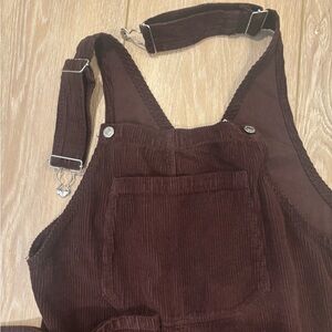 Bershka Dark Brown Corduroy Overalls